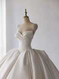 Niulatu Ivory Sweetheart Bridal Gown Satin Ball Gown Wedding Dress Modest Bridal Dress HZ1031