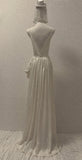 Niulatu White A-Line V-Neck Bridal Gowns Elegant Satin Wedding Dress Slit Backless Bridal Dress HZ1031