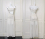 Niulatu White Mermaid Halter Long Prom Dress Chiffon Formal Dress Birthday Evening Dress HZ1031