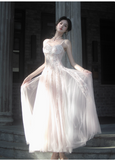 Niulatu Spaghetti Strap A-Line Long Prom Dress Sequined Tulle Formal Dress Sweet Birthday Outfit HZ1031