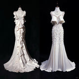 Niulatu Mermaid V-neck Long Prom Dress Elegant Beaded Formal Dress Backless Evening Gowns HZ1031