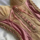 Niulatu Pink Sheath Spaghetti Strap Prom Dress Satin Lace Vintage Birthday Party Dress Evening Gown HZ1031