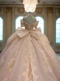 Niulatu Pink Off-the-shoulder Ball Gown Birthday Dress Tulle Beaded Long Prom Dress Applique Quinceanera Dress HZ1031