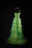 Niulatu Green One Shoulder Birthday Dress Hi-Lo Evening Gowns Fairytale Tulle Prom Dress HZ1031
