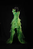 Niulatu Green One Shoulder Birthday Dress Hi-Lo Evening Gowns Fairytale Tulle Prom Dress HZ1031
