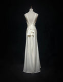 Niulatu A-Line Round Neck Bridal Gown Simple Modest Open Back Wedding Dress Satin Bridal Dress HZ1031