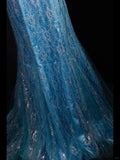 Niulatu Blue Halter Mermaid Evening Dress Elegant Tulle Lace Long Prom Dress Party Dress HZ1031