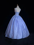 Niulatu Blue Spaghetti Strap Ball Gown Quinceanera Dress Elegant Beaded Evening Gown Glitter Birthday Dress HZ1031