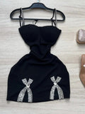 Niulatu Black Bodycon Birthday Dress Spaghetti Strap Rhinestone Short Homecoming Dress Party Dress HZ1031