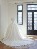 Niulatu Strapless White Bridal Gown Satin Ball Gown Wedding Dress Simple Bridal Dress HZ1031