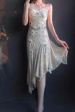 Niulatu Spaghetti Strap Sheath Formal Dress Satin Beaded Birthday Dress Elegant Short Homecoming Dress HZ1031