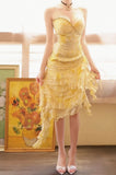 Niulatu Sweetheart Neck Sheath Short Birthday Dress Yellow Chiffon Party Dress Homecoming Dress HZ1031
