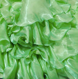Niulatu Spaghetti Strap Ball Gown Evening Dress Green Satin Tiered Party Dress HZ1031