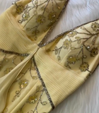 Niulatu Halter Sheath Long Prom Dress Yellow Beaded Chiffon Formal Dress Backless Evening Gown HZ1031