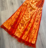 Niulatu Strapless A-Line Long Prom Dress Orange Beaded Chiffon Formal Dress Elegant Evening Gown HZ1031