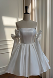 Niulatu White Birthday Dress Strap Ball Gown Satin Party Dress Short Homecoming Dress HZ1031