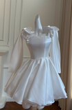 Niulatu White Birthday Dress Strap Ball Gown Satin Party Dress Short Homecoming Dress HZ1031