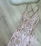 Niulatu V-neck Sheath Short Formal Dress Elegant Silk Beaded Evening Dress Backless Homecoming Dress HZ1031