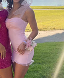 Niulatu Strap Bodycon Short Formal Dress Stunning Birthday Dress Pink Homecoming Dress HZ1031