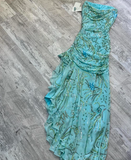 Niulatu Vintage Sheath Strapless Evening Gown Elegant Sequin Chiffon Formal Dress Long Prom Dress HZ1031