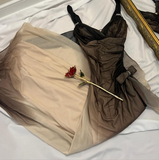 Niulatu Brown Vintage Sheath Spaghetti Strap Long Evening Gown Gorgeous Sequin Chiffon Formal Dress Birthday Dress HZ1031