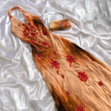 Niulatu Sheath Halter Long Evening Gown Gorgeous Orange Chiffon Beaded Formal Dress Birthday Prom Dress HZ1031