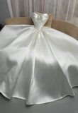Niulatu Strapless Ball Gown Satin Bridal Dress Simple Modest Wedding Dress HZ1031