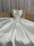 Niulatu Strapless Ball Gown Satin Bridal Dress Simple Modest Wedding Dress HZ1031