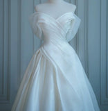 Niulatu Off-the-Shoulder Ball Gown Chiffon Bridal Dress Modest Wedding Dress HZ1031