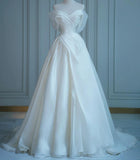 Niulatu Off-the-Shoulder Ball Gown Chiffon Bridal Dress Modest Wedding Dress HZ1031