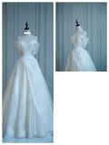 Niulatu Off-the-Shoulder Ball Gown Chiffon Bridal Dress Modest Wedding Dress HZ1031