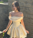 Niulatu Off-the-shoulder Ball Gown Short Formal Dress Sweet Birthday Outfits Homecoming Dress HZ1031