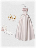 Niulatu Pink Ball Gown Cute Birthday Outfit Satin Applique Formal Dress Sweet 16 Dress HZ1031