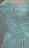 Niulatu Strapless A-Line Evening Dress Tiffany Blue Chiffon Formal Dress Modest Long Prom Dress HZ1031