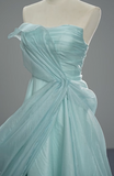 Niulatu Strapless A-Line Evening Dress Tiffany Blue Chiffon Formal Dress Modest Long Prom Dress HZ1031