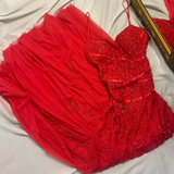 Niulatu Red Mermaid Evening Gown Elegant Beaded Chiffon Long Prom Dresses Spaghetti Strap Formal Dress HZ1031