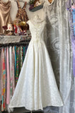 Niulatu White Bateau A-Line Long Evening Gown Elegant Jacquard Satin Formal Dress Birthday Outfit HZ1031