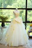 Niulatu White Strapless Ball Gown Glamour Tulle Sequin Appliqu¨¦ Long Evening Gown Quinceanera Dress HZ1031