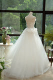 Niulatu White Strapless Bridal Dress Long Ball Gown Elegant Tulle Long Wedding Dress HZ1031