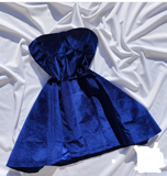Niulatu Navy A-Line Formal Dress Strapless Party Dress Birthday Dress Velvet Short Homecoming Dresses HZ1031