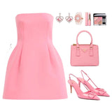 Niulatu Pink Ball Gown Strapless Party Dress Homecoming Dress Sweet 16th Birthday Outfit Short Graduation Dress HZ1031