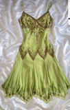 Niulatu Green Sheath Party Dress Spaghetti Straps Chiffon Beading Homecoming Outfit, Elegant Birthday Dress HZ1031