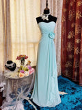 Niulatu Tiffany Blue Sheath Long Prom Dress Chiffon Vintage Evening Gown Sweetheart Formal Dress HZ1031