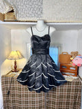 Niulatu Straps A-Line Short Hoco Dresses White Satin Birthday Dress Vintage Formal Dress Graduation Dress HZ1031