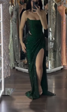 Niulatu Dark Green Sheath Evening Gowns Sexy Strapless Corset Formal Dress Wedding Guest Dress HZ1031
