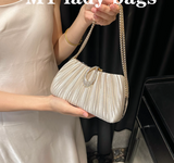 Niulatu Champagne Wedding Bag Sparkly Pleated Banquet Party Handbag HZ1031