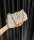 Niulatu Champagne Wedding Bag Sparkly Pleated Banquet Party Handbag HZ1031