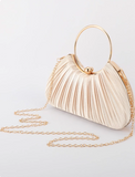 Niulatu New Chic White Pleated Clutch Bag Sparkly Party Handbag HZ1031