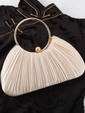 Niulatu New Chic White Pleated Clutch Bag Sparkly Party Handbag HZ1031
