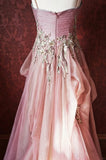 Niulatu A-Line Spaghetti Strap Tulle Long Prom Dress with Beaded Appliques Sweet 16 Dress HZ1031